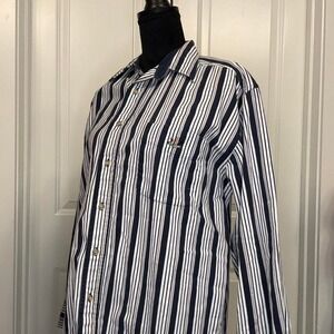 Ivy Crew Navy White Vertical Stripe Button-Down Shirt – Men's Large Sailing